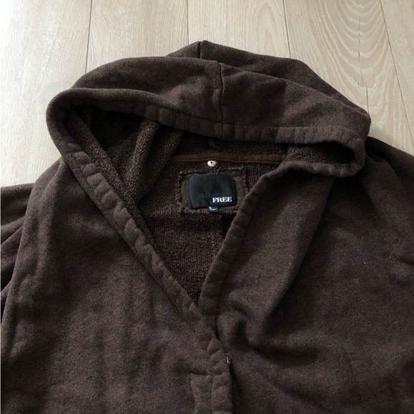 Aritzia Wilfred Free Rousseau Zip Hooded Sweatshirt Snaps in Brown Size L - Picture 4 of 11